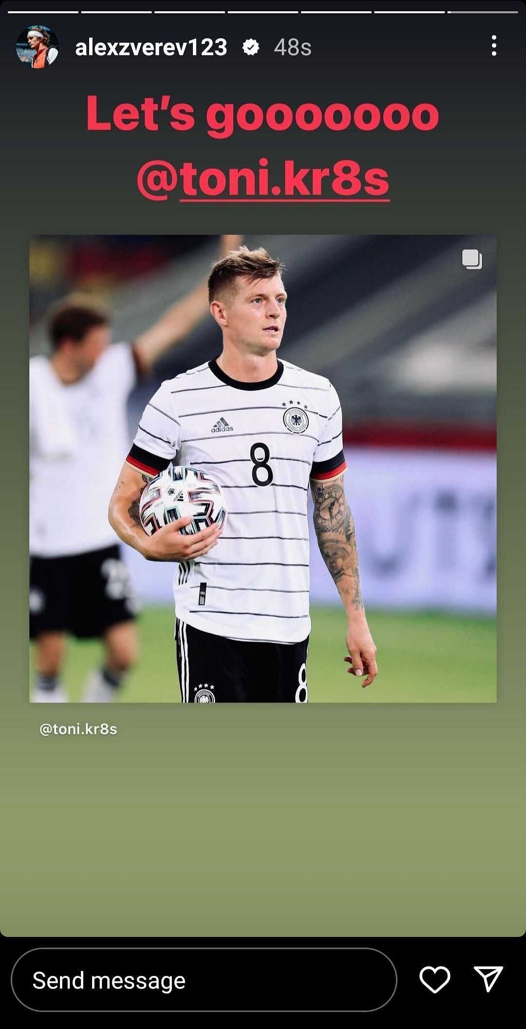 Zverev's Instagram story